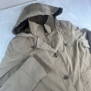 Gallery Petite Tan Trench Coat With Removable Hood Size: LP